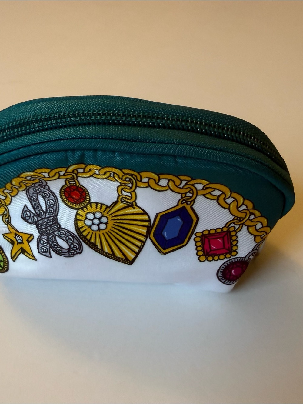 Brighton Teal, White & Gold Charm Cosmetic Pouch - Picture 2 of 8